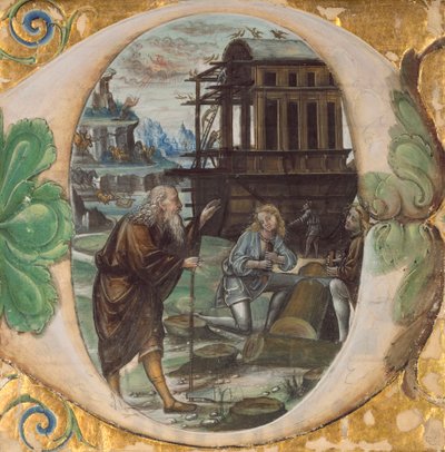 Initial D: Noah Directing the Construction of the Ark, c.1500 by Master of the Monogram B.F Master of the Monogram B.F